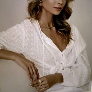 Pampelone Top ansia white embroidered boho style nwt